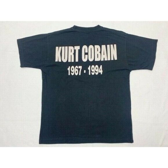 Vintage Y2K Kurt Cobain T-Shirt Small Black Nirvana Grunge Rock RIP Memorial - Picture 2 of 6